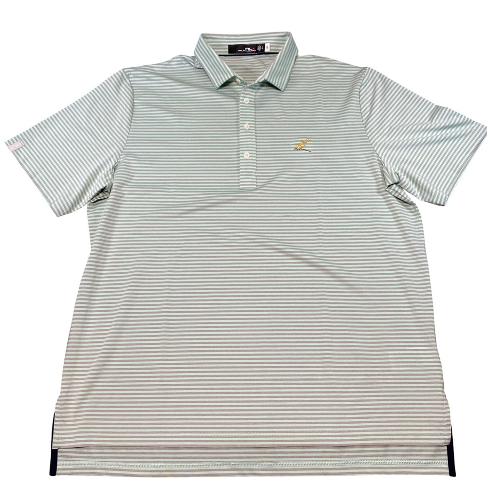 RLX Ralph Lauren Mens XL Oakmont Gnarled Tree Striped‎ Golf Polo Shirt